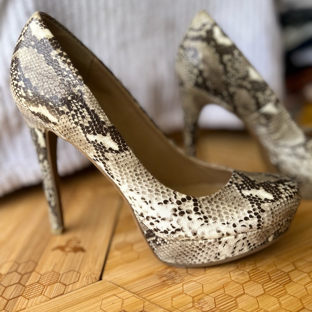 Snake Skin Pattern Platform Stiletto High Heels